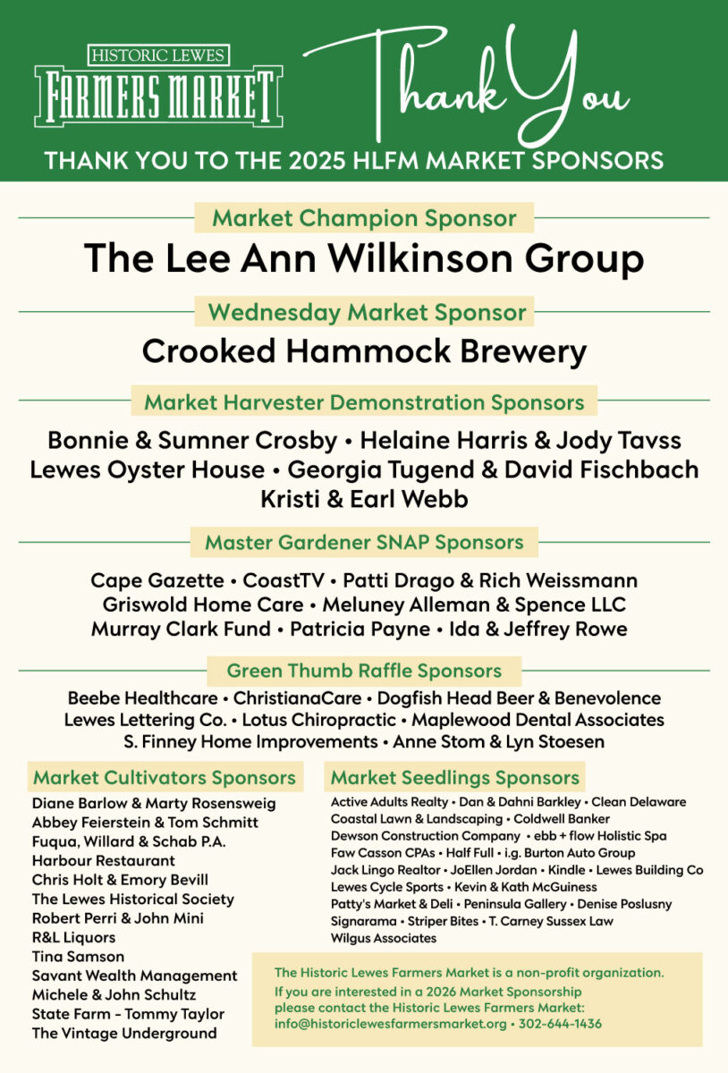 Sponsors for the Historic Lewes Farmers Market