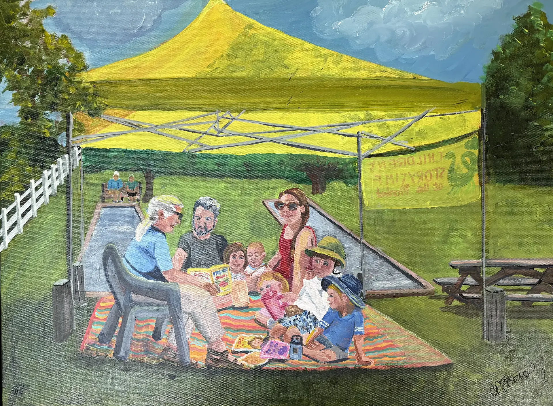 Plein Air Family sitting at HLFM market